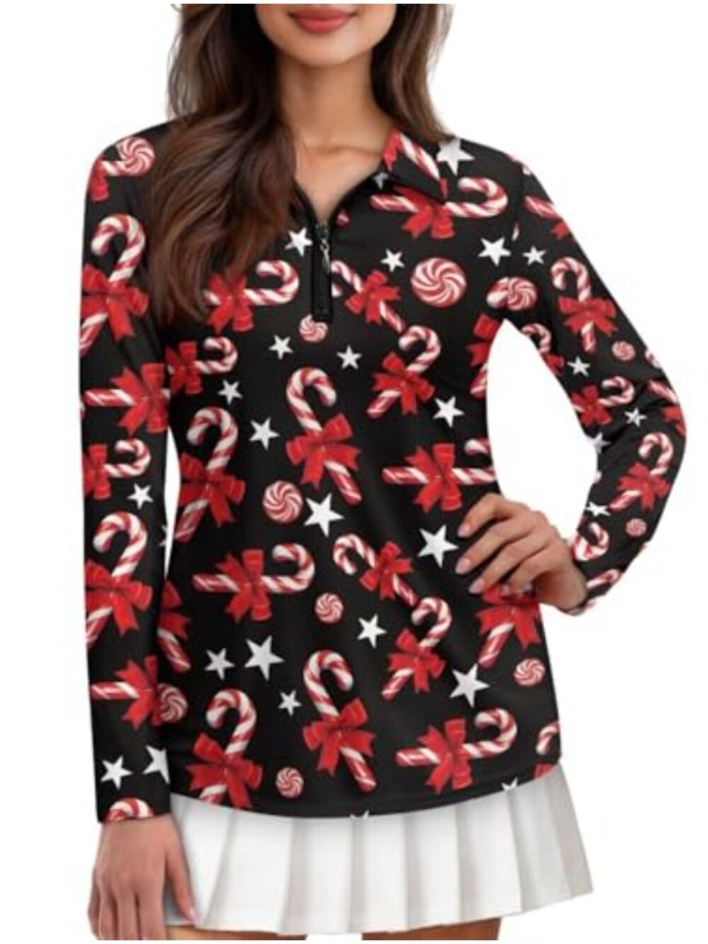 Womens Golf Polo Long Sleeve Quarter Zip Lightweight Quick Dry Workout Top